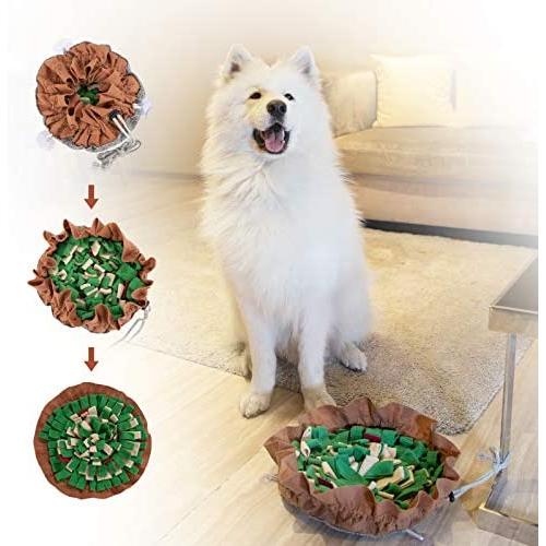 FAT CHAI & MARK Snuffle Mat for Dogs Adjustable Pet Slow Feeding Bowl Interactive Treat Enrichment Toy for Indoor Nosework Training and Stress Relief