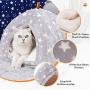 PEOPLE&PETS Pet Soft Tent Cave Bed for Cats and Small Dogs, 2 in 1 Foldable Triangle Cat Bed Hut Tent House with Removable Cushion, Stars Pattern