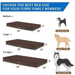 Senmipy Orthopedic Memory Foam Dog Bed for Large Dogs, 2-Layer Thick Waterproof Extra Large Jumbo Dog Bed, Washable Pet Beds Mattress with Removable Cover (Extra Large, Brown)