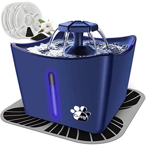 Cat Fountains, Dog Water Fountain, Automatic Water Dispenser for Cats, Whisper Quiet, 3L/101oz Cat Drinking Fountain with Intelligent Pump, LED Light, 3 Replacement Filters, 1 Silicone Mat, Blue