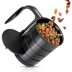 Pet Food Scoop, Dog Food Cups, Plastic Food Scoop with Measuring Lines, (Includes 1 C, 3/4 C, 1/2 C, 1/4 C), Pet Food Measuring Cups for Dog, Cat or Bird Food, Injection Molded and Dishwasher Safe