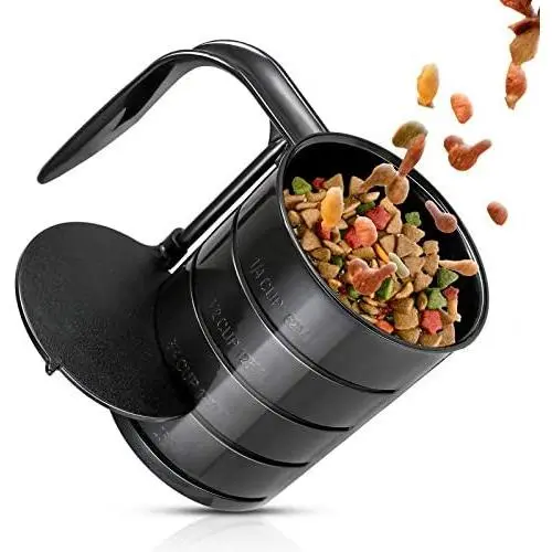 Pet Food Scoop, Dog Food Cups, Plastic Food Scoop with Measuring Lines, (Includes 1 C, 3/4 C, 1/2 C, 1/4 C), Pet Food Measuring Cups for Dog, Cat or Bird Food, Injection Molded and Dishwasher Safe Pet Food Scoop, Dog Food Cups, Plastic Food Scoop with Measuring Lines, (Includes 1 C, 3/4 C, 1/2 C, 1/4 C), Pet Food Measuring Cups for Dog, Cat or Bird Food, Injection Molded and Dishwasher Safe