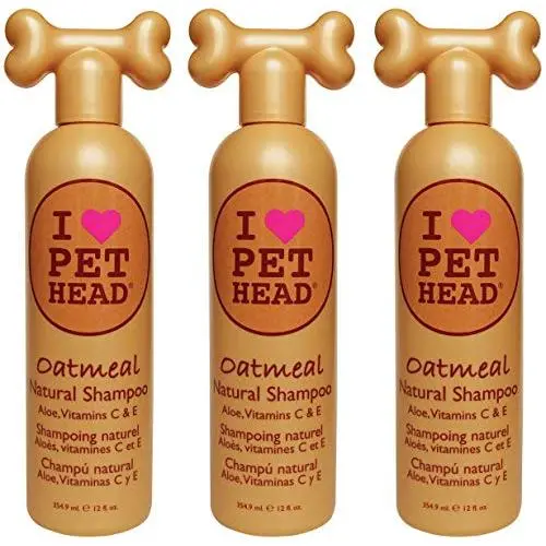 Pet Head 3 Pack of Natural Shampoo for Dogs, 12 Ounces each, with Oatmeal Aloe and Vitamins C and E Pet Head 3 Pack of Natural Shampoo for Dogs, 12 Ounces each, with Oatmeal Aloe and Vitamins C and E