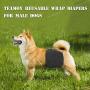 Teamoy 3pcs Reusable Wrap Diapers for Male Dogs, Washable Puppy Belly Band (XL, 25''-29'' Waist, Black+ Gray+ Blue)