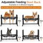 Pawaboo Elevated Dog Bowls, Adjustable to 4 Heights Stainless Steel Dog Dish Bowls, Removable Raised Stand No Spill Pet Food Water Feeding Bowls for Small Medium Dogs Cats, Home & Outdoor Use