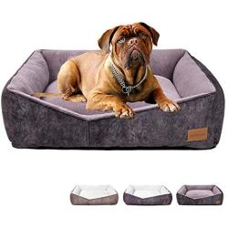 Coohom Rectangle Washable Dog Bed,Warming Comfortable Square Pet Bed Simple Design Style,Durable Dog Crate Bed for Medium Large Dogs (25 INCH, Black)