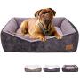 Coohom Rectangle Washable Dog Bed,Warming Comfortable Square Pet Bed Simple Design Style,Durable Dog Crate Bed for Medium Large Dogs (25 INCH, Black)