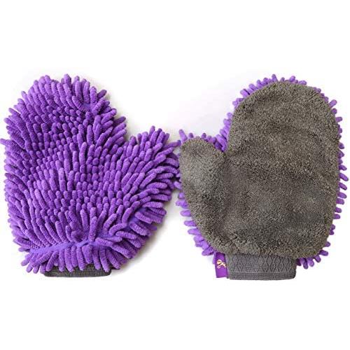 Hertzko 2 Pack Pet Drying Towel Mitt Ultra Absorbent - Great for Drying Dog or Cat Fur After Bath