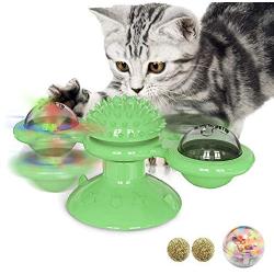WLHOPE Cat Windmill Toy Windmill Catnip Toys Cat Turntable Interactive Funny Kitten Windmill Ball with Indoor Cats Massage Scratching Tickle Function