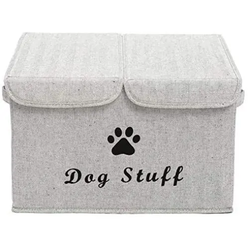 Brabtod Large Dog Toys Storage Box Canvas Storage Basket Bin Organizer with Lid - Idea for Collapsible Bin for Organizing Dog Cat Toys and Dog Stuff Brabtod Large Dog Toys Storage Box Canvas Storage Basket Bin Organizer with Lid - Idea for Collapsible Bin for Organizing Dog Cat Toys and Dog Stuff