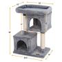 PAWBEE 33'' Cat Tree House - 2 Condos & 2 Sisal Scratching Posts - Cat Scratching Post Tower With Ex-Large Plush Perch - Cat Play Tower With Sturdy Base & Anti-Tip Strap - Large & Small Cats’ Cat Tower