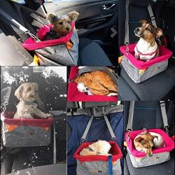 Legendog Dog Car Seat, Pet Booster Portable Travel Pet Car Seat Carrier for Dogs & Cats, Waterproof Pet Booster Carrier with Cushion & Adjustable Strap