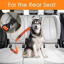 AUTOWT Dog Seat Belt, 2 Packs Latch Bar Attachment Dog Car Seatbelt Metal Buckle Vehicle Seatbelt for Small Medium Large Dogs Elastic Safety Belt Tether for Dog Harness Adjustable Pet Leads