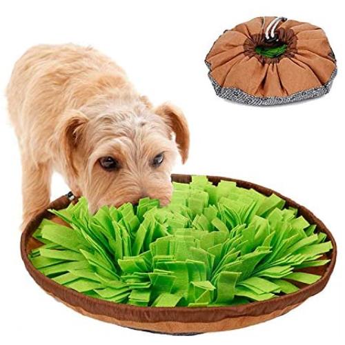 Lainrrew Dog Snuffle Mat, Interactive Dog Puzzle Encourage Natural Foraging Skills & Stress Release Dog Snuffle Bowl for Dogs Cats Pets