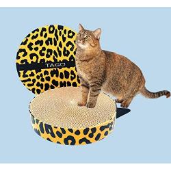 TAGO Cat Scratcher Pad for Indoor Cats Scratching 3-in-1 Cat Toys Round Cat Scratcher Cardboard Bed for Large Cats and Kitten Scratching Post