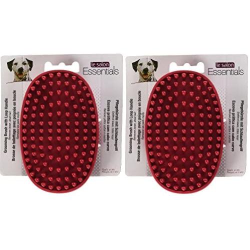 Le Salon Essentials 2 Pack of Rubber Grooming Brushes with Loop Handle