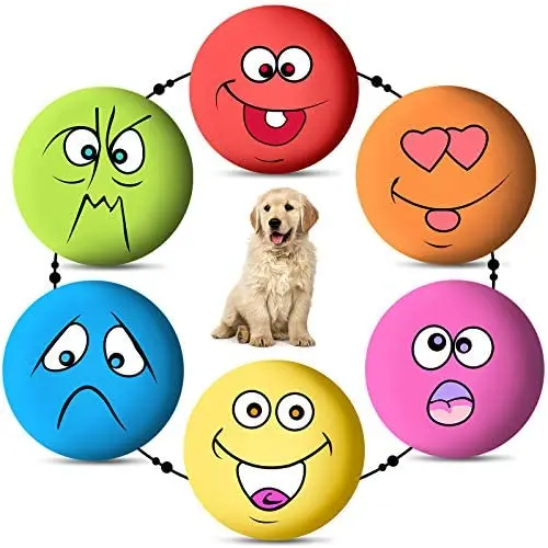 Dog Squeaky Balls Toy Rubber Funny Emoji Face Soft Bouncy Chewing Squeaky Fetch Balls Toy Puppy Fetch Play Toy for Small Medium Pet Dog Cat 6PCS Dog Squeaky Balls Toy Rubber Funny Emoji Face Soft Bouncy Chewing Squeaky Fetch Balls Toy Puppy Fetch Play Toy for Small Medium Pet Dog Cat 6PCS