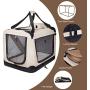 Crazy Queens Portable 3 Door Soft Sided Folding Travel Pet Carrier with Straps and Fleece Mat for Dogs, Cats, Rabbits, Indoor/Outdoor Use