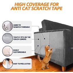 SIEBIRD Cat Scratch Deterrent Tape, 100% Transparent Clear Cat Scratch Furniture Protector with Pins, Flexible Anti-Scratch Cat Training Tape Furniture Scratch Guards, 18'' L X 10'' W & 15'' L X 12'' W