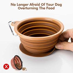 BARWO Collapsible Dog Bowl with Non-Skid Suction Cup Base –100% Pure Silicone- Dishwasher Safe Portable Dog Bowl for Travel, Hiking & Camping 350mL 1 Piece