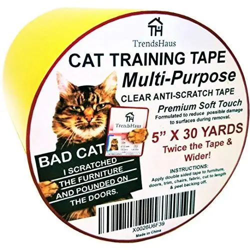 TrendsHaus Cat Training Tape Scratch Deterrent Furniture Protection (Clear 5'' X 30 Yards) Extra-Wide Multi-Purpose Couch Protection from Scratching TrendsHaus Cat Training Tape Scratch Deterrent Furniture Protection (Clear 5'' X 30 Yards) Extra-Wide Multi-Purpose Couch Protection from Scratching