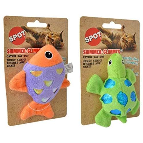 Spot 52075 4.5 Shimmer Glimmer Fish With Catnip Cat Toy Assorted Colors