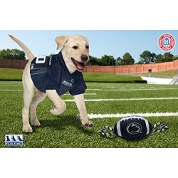 Pets First NCAA Penn State Nittany Lions Football Dog Toy, Tough Quality Nylon Materials, Strong Pull Ropes, Inner Squeaker, Collegiate Team Color