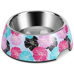 Flexzion Stainless Steel Dog Bowl Cat Dish - Anti-Slip Slip Resistant Rubber Base Pet Feeder, Dishwasher Safe & Rust Resistant with Removable Food Water Holder 24 Fl Oz