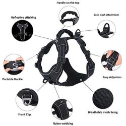 Rision Pet Dog Harness No-Pull Adjustable Pet Oxford Vest with 2 Leash Clips Soft Padded Dog Vest Reflective No-Choke with Easy Control Handle for Dogs
