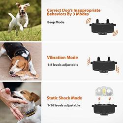 IOKHEIRA Dog Shock Collar with Remote for Large Dogs Waterproof Training Collar Rechargeable Receiver with Shock Vibration Beep Modes, 1800 Ft Remote Range Collars for Medium Large Dog