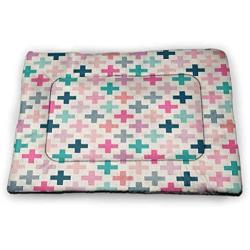 DayDayFun Teal and White Pet Food Mat Old Fashioned Lattice Tangled Lines Classical Mosaic Housebreaking Absorption Pads Turquoise Orange White