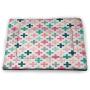 DayDayFun Teal and White Pet Food Mat Old Fashioned Lattice Tangled Lines Classical Mosaic Housebreaking Absorption Pads Turquoise Orange White