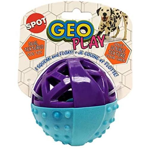 SPOT Geo Play Dual Texture Dog Toy Ball, Assorted