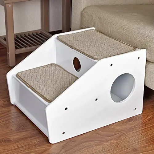 Petsfit Wooden Pet/Cat/Dog Stairs/Steps for Elderly Cat/Dogs with Short Legs and Long Body