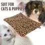 FLYSTAR Cat Bed Mat - Self Self Heating Warming Leopard Cute Cat Pad, Soft Flannel & Cotton, Support Machine Wash and Hand Wash, Comfortable Suitable for Small, Medium, Large Cats/Puppies