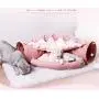 2 in 1 Cat Foldable Tunnel Bed, 50 Inches Removable & Washable Tube Round Cave Nest with Warm Central Mat Cat Toys for Cat Kitty Dog - Pink