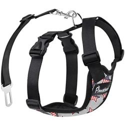 Pawaboo Dog Safety Vest Harness, Pet Car Harness Vehicle Seat Belt with Adjustable Strap and Buckle Clip, Easy Control for Driving Traveling Safety for Small Medium Dogs Cats