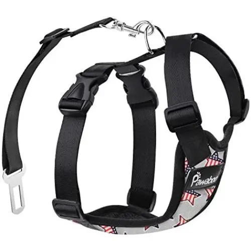 Pawaboo Dog Safety Vest Harness, Pet Car Harness Vehicle Seat Belt with Adjustable Strap and Buckle Clip, Easy Control for Driving Traveling Safety for Small Medium Dogs Cats Pawaboo Dog Safety Vest Harness, Pet Car Harness Vehicle Seat Belt with Adjustable Strap and Buckle Clip, Easy Control for Driving Traveling Safety for Small Medium Dogs Cats