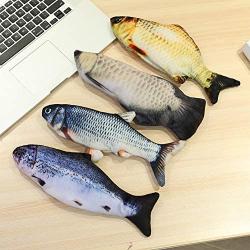 Cheerpet Catnip Toys 2 Pcs Cat Wagging Fish Electric Doll Fish Realistic Plush Toy Cat Pet Interactive Chew Toy Cat Kicker Fish Toy