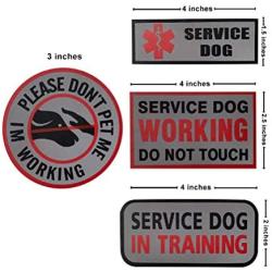 Service Dog Patches,Dont PET ME Im Working,Working Do Not Touch,Service Dog in Training,Reflective Dog Patches for Dog Vest Harnesses,Collars,Leashes,Backpack -(Bundle 4 Pieces)