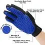 WeTest 1 Pair Pet Grooming Glove - Gentle Deshedding Brush Glove - Efficient Pet Hair Remover Mitt - Enhanced Five Finger Design - Perfect For Dog & Cat with Long & Short Fur, Blue