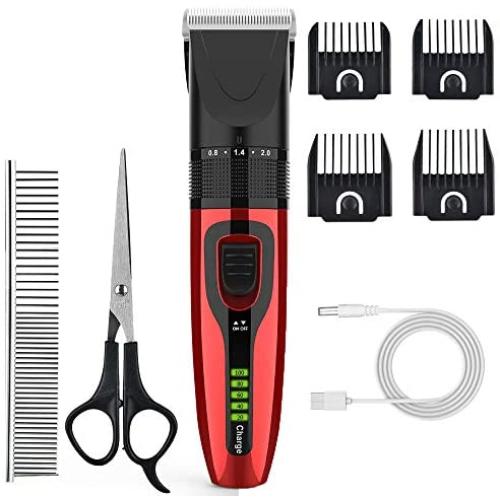 Haresle Dog Clippers Low Noise Pet Clippers Rechargeable Dog Trimmer Cordless Pet Grooming Tool Professional Dog Hair Trimmer with Comb Guides Scissors Nail Kits for Dogs Cats & Others