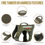 OneTigris Tactical Dog Harness and Collar Set, No Pulling Adjustable Pet Harness Reflective K9 Training Vest Military Service Dog Harness Easy Control for Medium Large Dogs(Ranger Green,M)