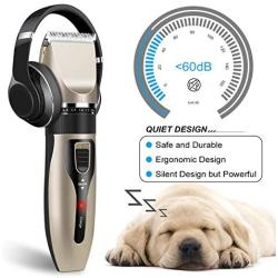 GENERA Dog Clipper, Low Noise Cordless Pet Clippers of 4 Comb Guides with Nail Scissors, Professional Dog Hair Trimmer with Nail Kits for Dogs Cats & More