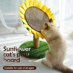 GiftParty Cat Scratching Post, Sunflower Claw Scratching Post for Kitty, Natural Sisal Scratcher Board, Cute Furniture Interactive Activity Pad Toys for Kitten & Cat, 18x12 Inch