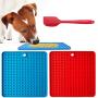 Fantye 2 Pack Dog Lick Pad, Slow Feeder Mat Pet Suction Mat Dog Lick Mat Calming Mat Peanut Butter with Strong Suction for Pet Bathing Grooming