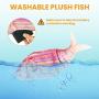 ZooZoo 2-Pack Flopping Plush Fish Catnip Cat Toy 11.8'' Touch Sensor Auto Activated Standby USB Charging Washable Electronic Wiggle Realistic Pet Simulation Happy Healthy Kitten Interactive Silver Vine