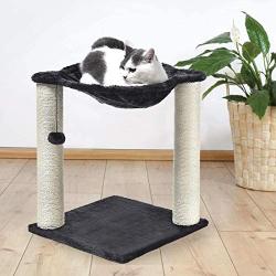 Cat Furniture Activity Center Play House Pet Cat Sisal Scratching Posts and Harmmock with Dangling Ball Toy for Small Kittens Cats Up to 11lbs