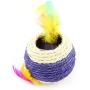 uxcell Plastic Ball Shape Pet Cat Straw Rope Coated Toy, Beige