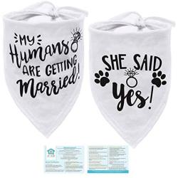 JT Pet My Humans are Getting Married & She Said Yes Dog Wedding Bandana Dog of Honor Dog Wedding Attire Puppy, Dog Handkerchiefs - Wedding Dog Bandana - Dog Engagement Announcement - Save The Date